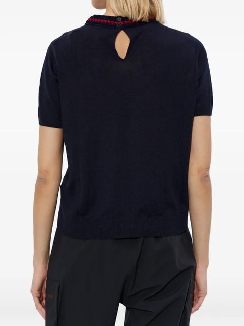 Moncler shorty-sleeve knitted T-shirt - Blue