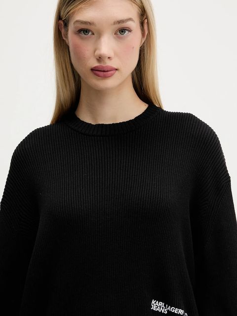 Karl Lagerfeld Jeans sweter bawełniany damski kolor czarny lekki A4W18014