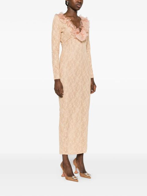 Alessandra Rich ruffled midi dress - Neutrals