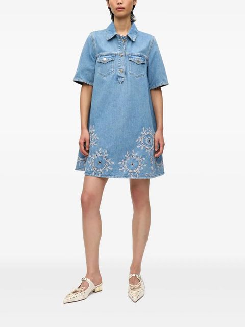 GANNI embroidered denim dress - Blue - zdjęcie produktu nr 2