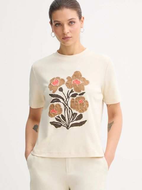 United Colors of Benetton t-shirt bawełniany damski kolor beżowy 3DCJD10B5 - zdjęcie produktu nr 1