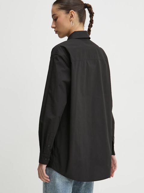 Karl Lagerfeld Jeans koszula bawełniana damska kolor czarny relaxed z kołnierzykiem klasycznym A1W11001