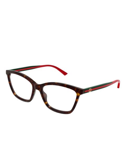 Gucci Eyewear stripe-arms glasses - Brown