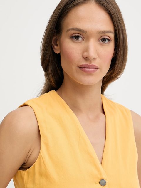 United Colors of Benetton kamizelka kolor żółty jednorzędowa 2LEDDJ00G