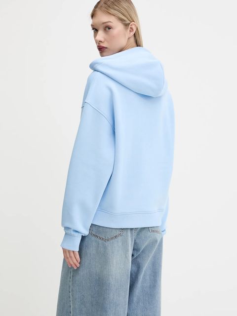 Tommy Jeans bluza bawełniana damska kolor niebieski z kapturem DW0DW19414