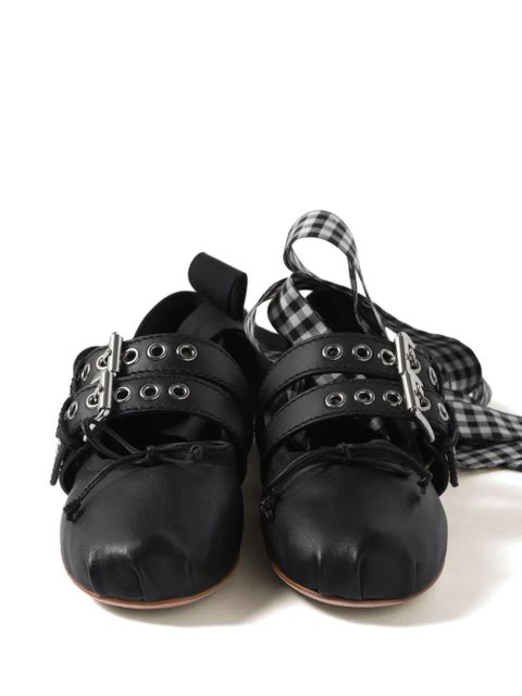 Miu Miu buckled leather ballerina shoes - Black