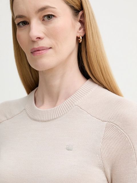 G-Star sweter wełniany 0 damski kolor beżowy lekki D27712.B692