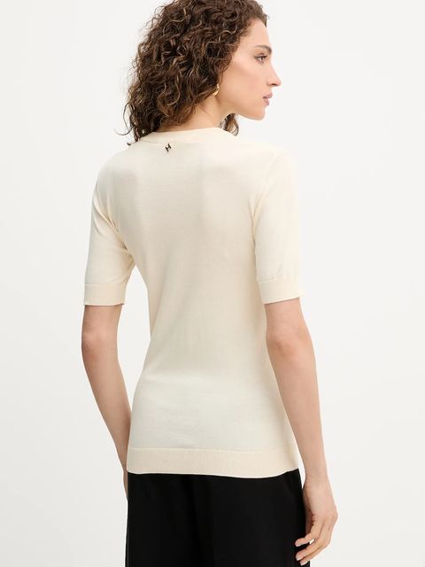 Silvian Heach t-shirt ATLAM damski kolor beżowy GPA25040MA