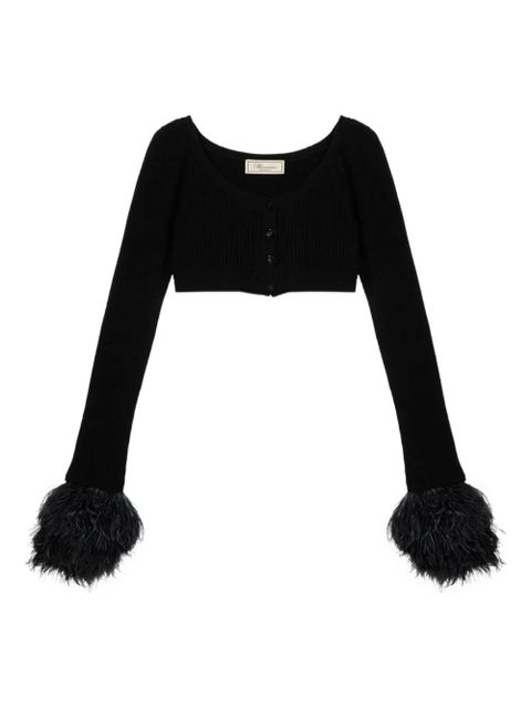 Blumarine ribbed cropped cardigan - Black - zdjęcie produktu nr 1