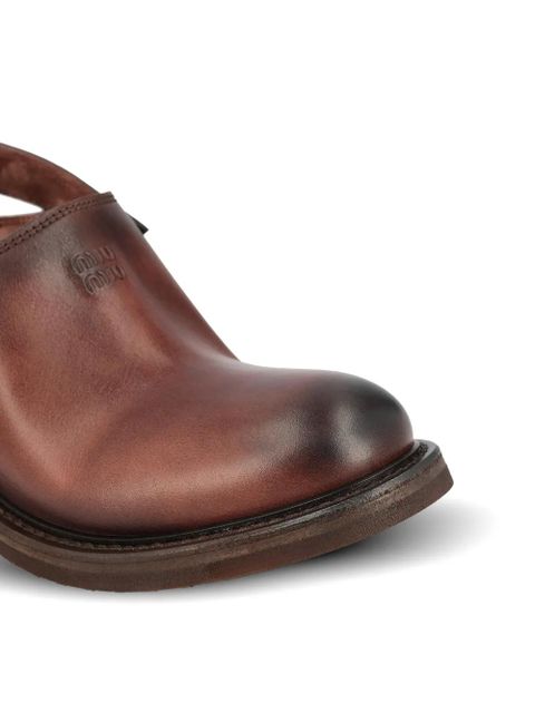 Miu Miu buckle-fastening leather mules - Brown