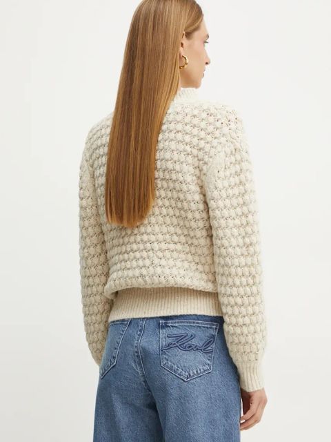 Silvian Heach sweter TILZI damski kolor beżowy z półgolfem CVA24034MA