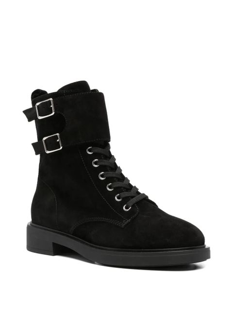 Gianvito Rossi 35mm Ripley double-buckle suede boots - Black