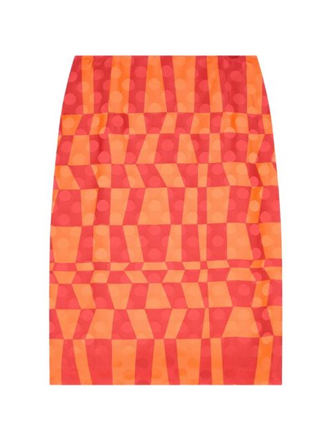DRIES VAN NOTEN geometric-print midi skirt - Orange - zdjęcie produktu nr 1