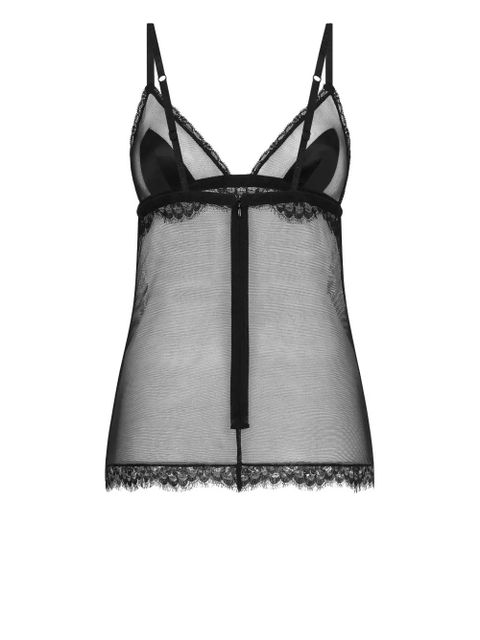 Dolce & Gabbana lace-detail sheer camisole - Black - zdjęcie produktu nr 2