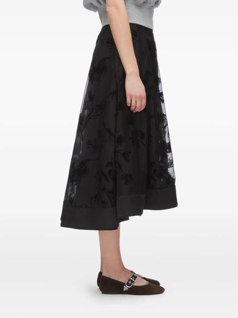 3.1 Phillip Lim embossed-florals midi skirt - Black