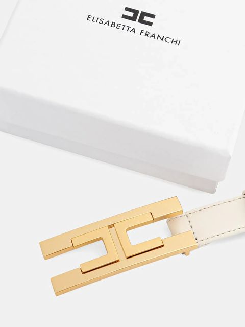 Elisabetta Franchi pasek damski kolor beżowy CT72S57E2