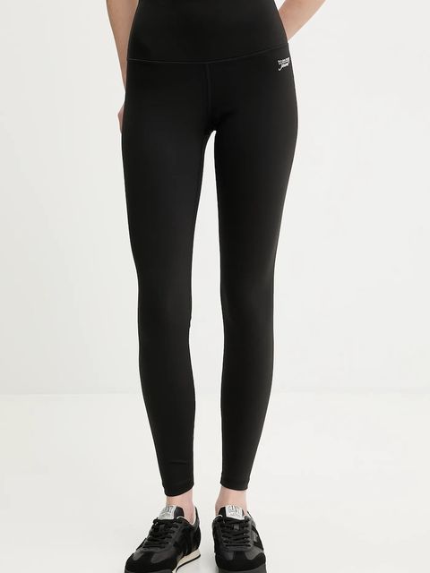 Tommy Jeans legginsy damskie kolor czarny gładkie DW0DW21830