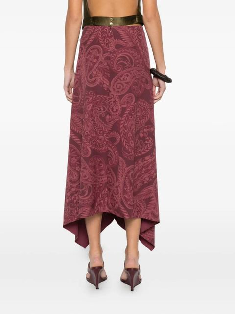 ETRO paisley-print ruffled skirt - Red