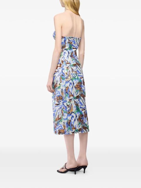 Rabanne floral sequin-embroidered midi dress - Blue