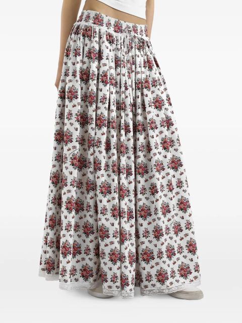Dolce & Gabbana floral drawstring maxi skirt - White