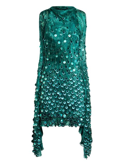 ETRO paisley-print sequin mini dress - Green - zdjęcie produktu nr 1