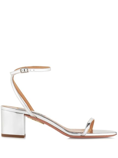 Aquazzura Olie 50mm metallic leather sandals - Silver - zdjęcie produktu nr 1