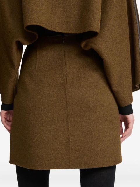 Yves Salomon leather-trimmed wool-cashmere blend mini skirt - Brown