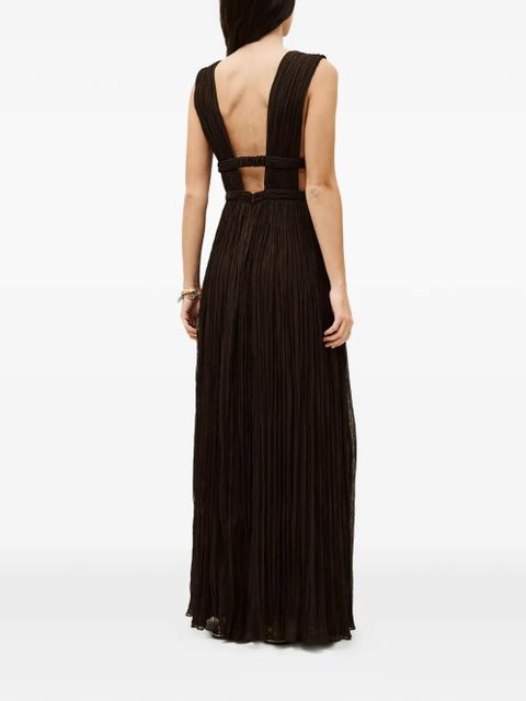 Ba&Sh Tania pleated V-neck dress - Brown