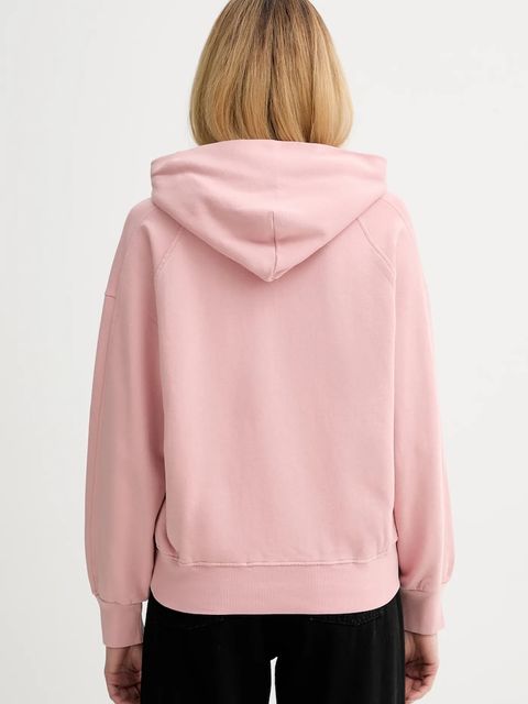 Marc O'Polo bluza bawełniana damska kolor różowy z kapturem z aplikacją 600407354165