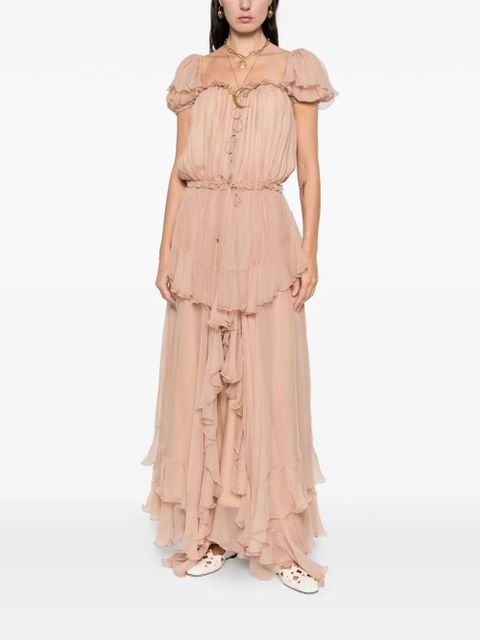 Chloé ruffled silk dress - Neutrals - zdjęcie produktu nr 2