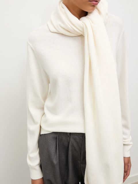 Answear.LAB sweter z wełny merino z szalem damski kolor beżowy lekki