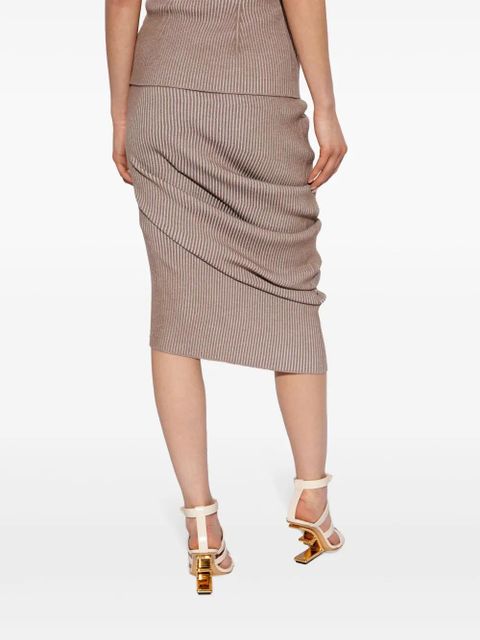 FENDI rib-knit wool pencil skirt - Brown - zdjęcie produktu nr 2