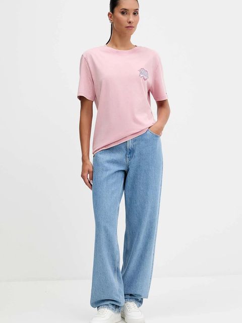 Tommy Jeans t-shirt bawełniany damski kolor różowy DW0DW21524
