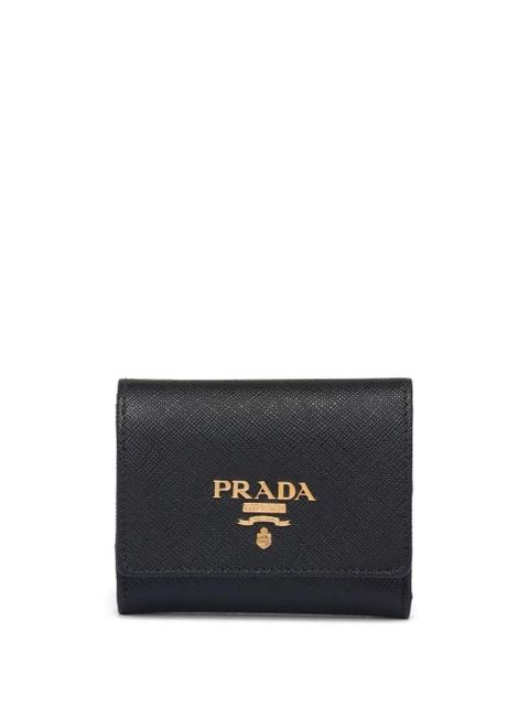 Prada logo-lettering leather wallet - Black - zdjęcie produktu nr 1