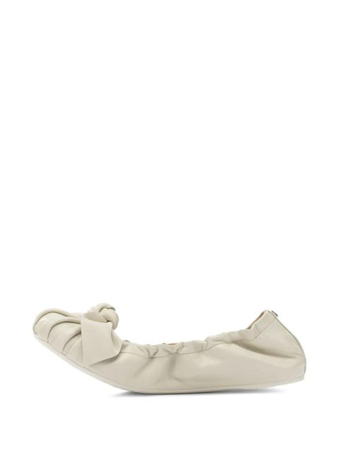 Ferragamo bow-detail ruched ballet flats - Neutrals