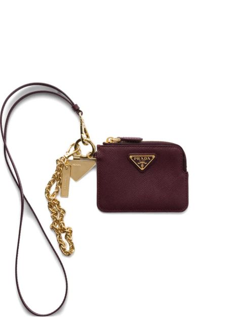 Prada Saffiano leather card holder with shoulder strap - Purple - zdjęcie produktu nr 1