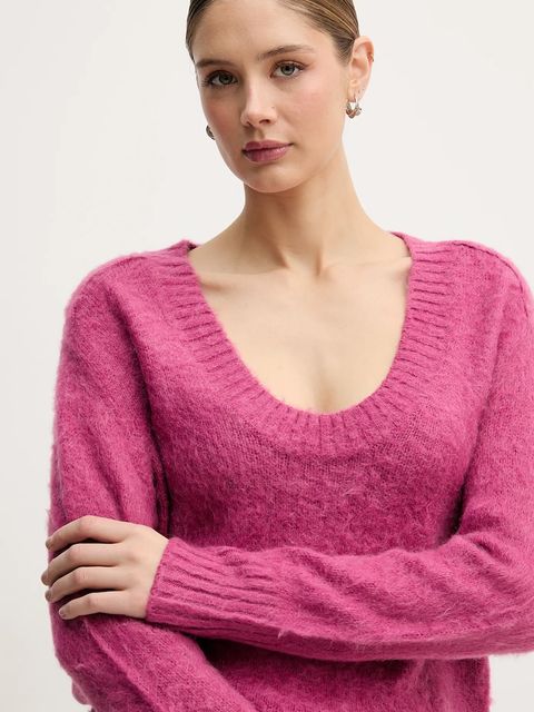 United Colors of Benetton sweter z dodatkiem moheru damski kolor fioletowy 1VAAD10EX