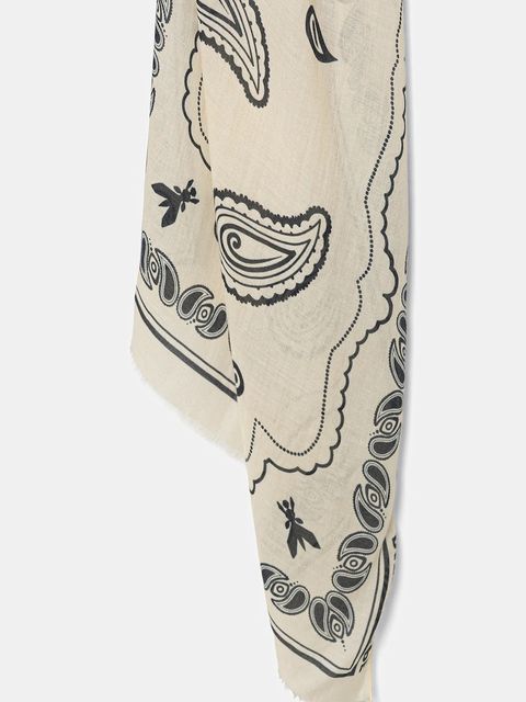 Patrizia Pepe szal z dodatkiem jedwabiu damski kolor beżowy wzorzysty 8F0126 A706