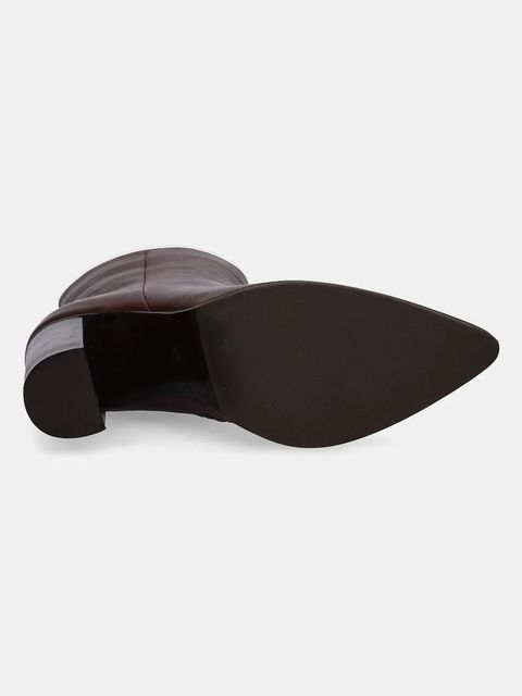 Answear.LAB botki skórzane kolor brązowy na słupku