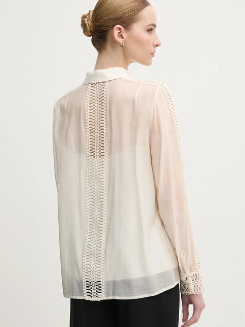 Marc Aurel koszula damska kolor beżowy regular z kołnierzykiem klasycznym 6285-1010-93403