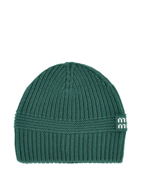 Miu Miu ribbed logo hat - Green