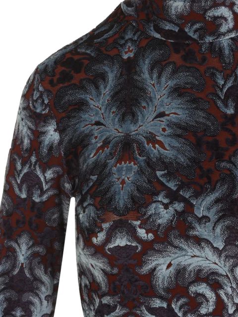 ETRO floral-pattern mock-neck midi dress - Blue