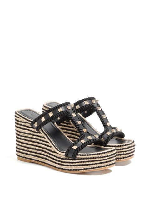 Valentino Garavani studded-detail rope wedge espadrilles - Black - zdjęcie produktu nr 2