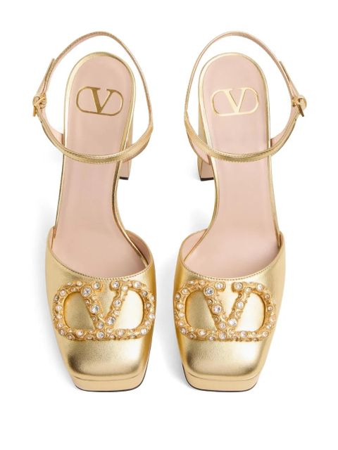 Valentino Garavani 115mm VLogo Signature leather pumps - Gold