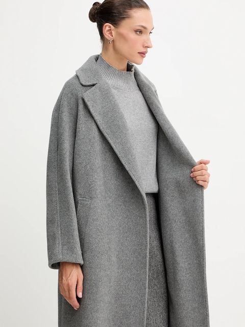 Weekend Max Mara płaszcz z dodatkiem wełny TEMPERA kolor szary 2525016082600