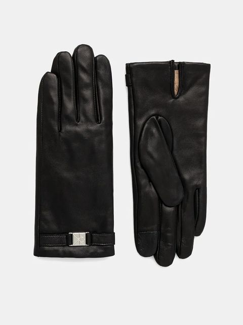 Calvin Klein rękawiczki skórzane damskie kolor czarny LV04F9012G - zdjęcie produktu nr 1