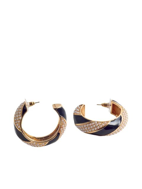 Self-Portrait faux-pearl hoop earrings - Gold