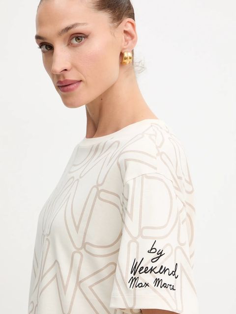 Weekend Max Mara t-shirt bawełniany damski kolor beżowy 2525976051600 - zdjęcie produktu nr 2