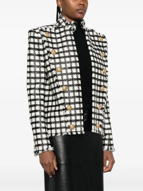Balmain button-embellished checked jacket - Black