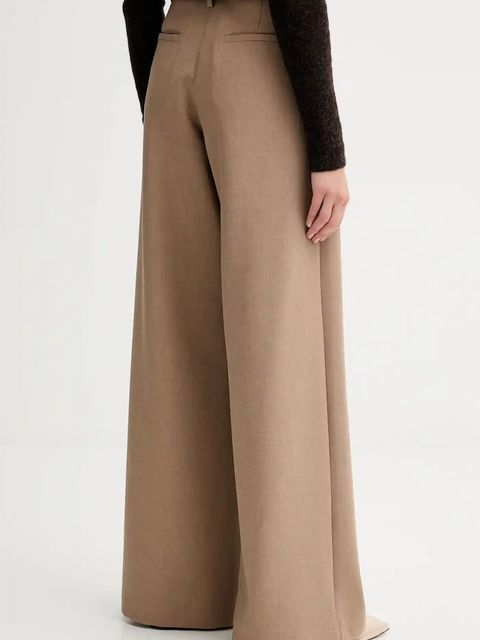 Sessun spodnie damskie kolor beżowy szerokie high waist 25107000